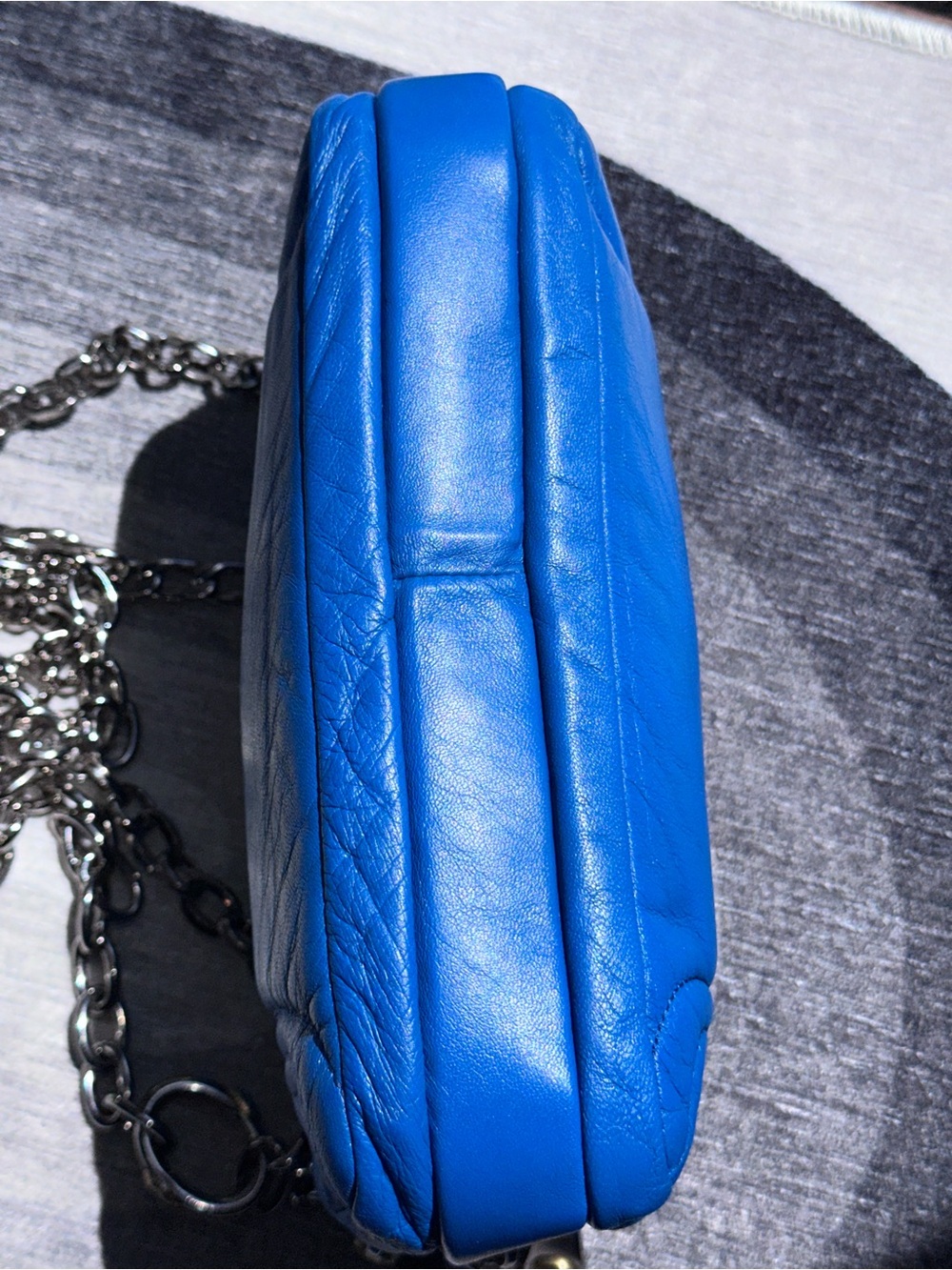 Henri Bendel NYC Electric Blue Lambskin Double Chain 2 Way Bag | Collector Y2K - Picture 14 of 15